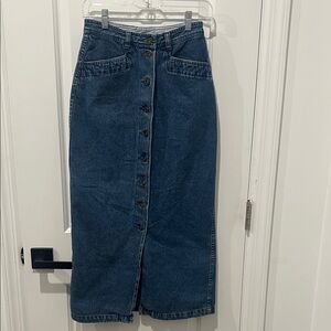 Vintage Christopher &‎ Banks Denim Button-Down Maxi Skirt, Size 4